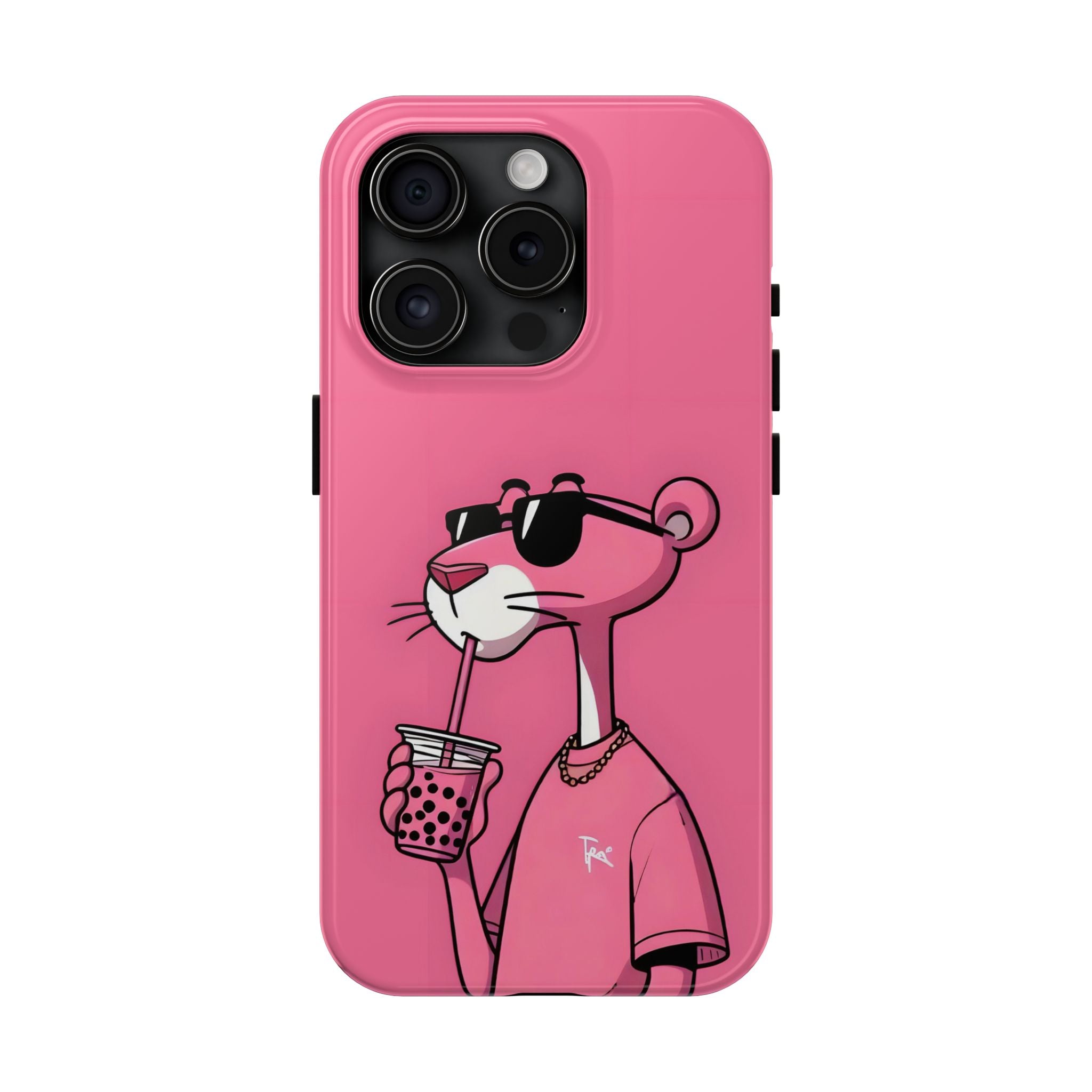 Pink Panther Bubble Tea Phone Case — Tough Protective iPhone Cover