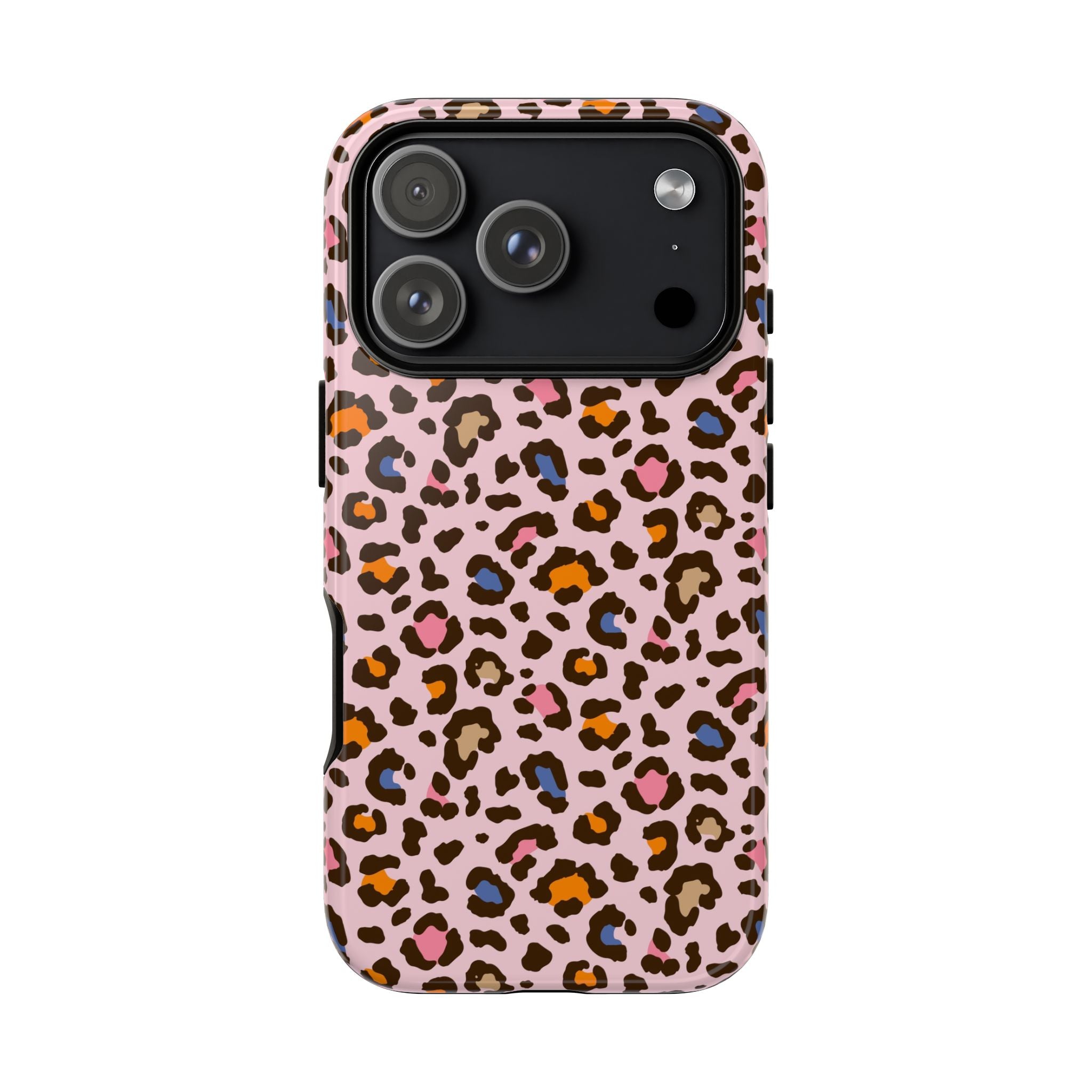 Pink Leopard Print Tough Phone Case — Durable Protective iPhone Cover