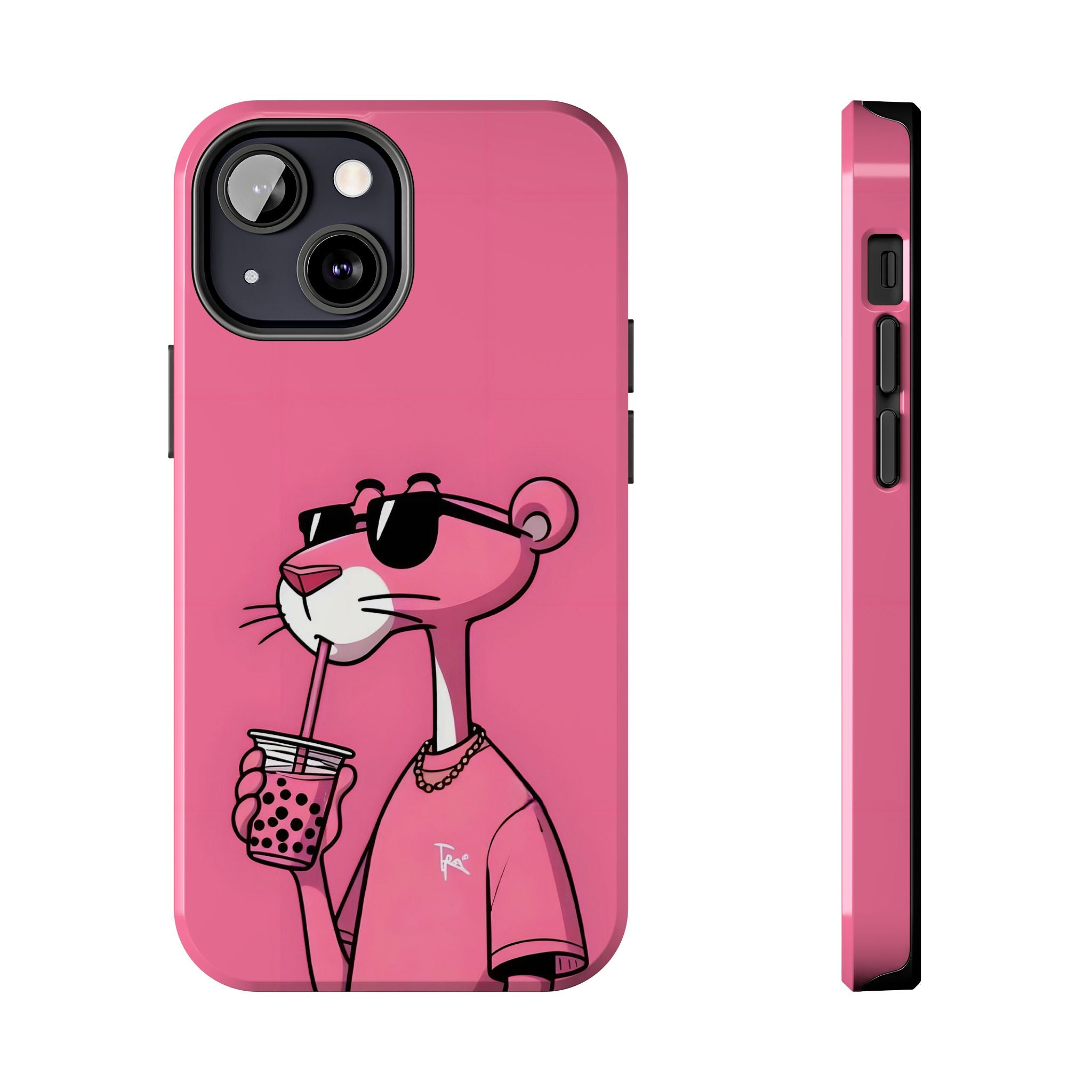 Pink Panther Bubble Tea Phone Case — Tough Protective iPhone Cover