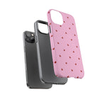 Pink Heart Pattern Tough Phone Case — Cute Red Hearts Protective Phone Cover (Valentine’s Day Gift)