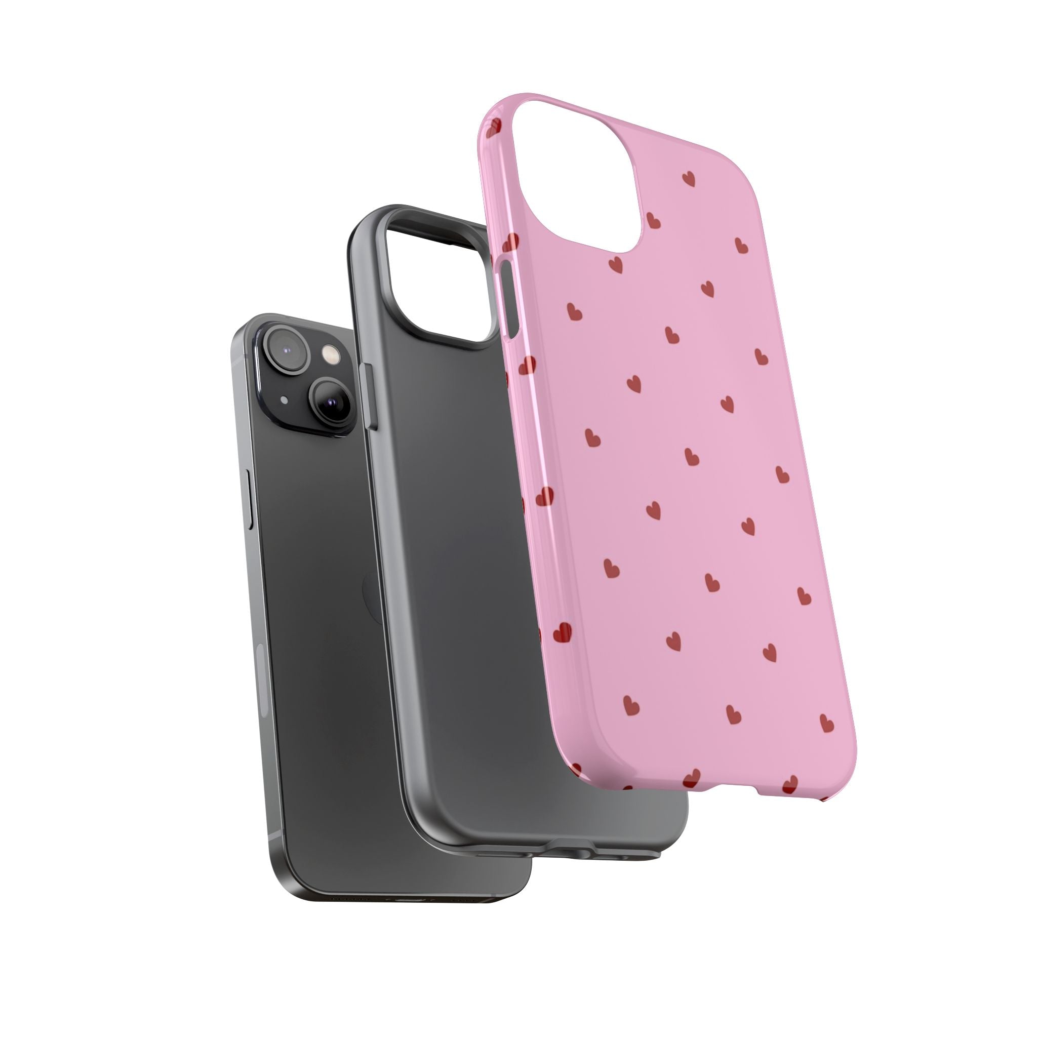 Pink Heart Pattern Tough Phone Case — Cute Red Hearts Protective Phone Cover (Valentine’s Day Gift)