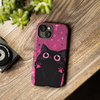 Cat Paw Pink Galaxy Phone Case — Cute Black Kitten iPhone Cover