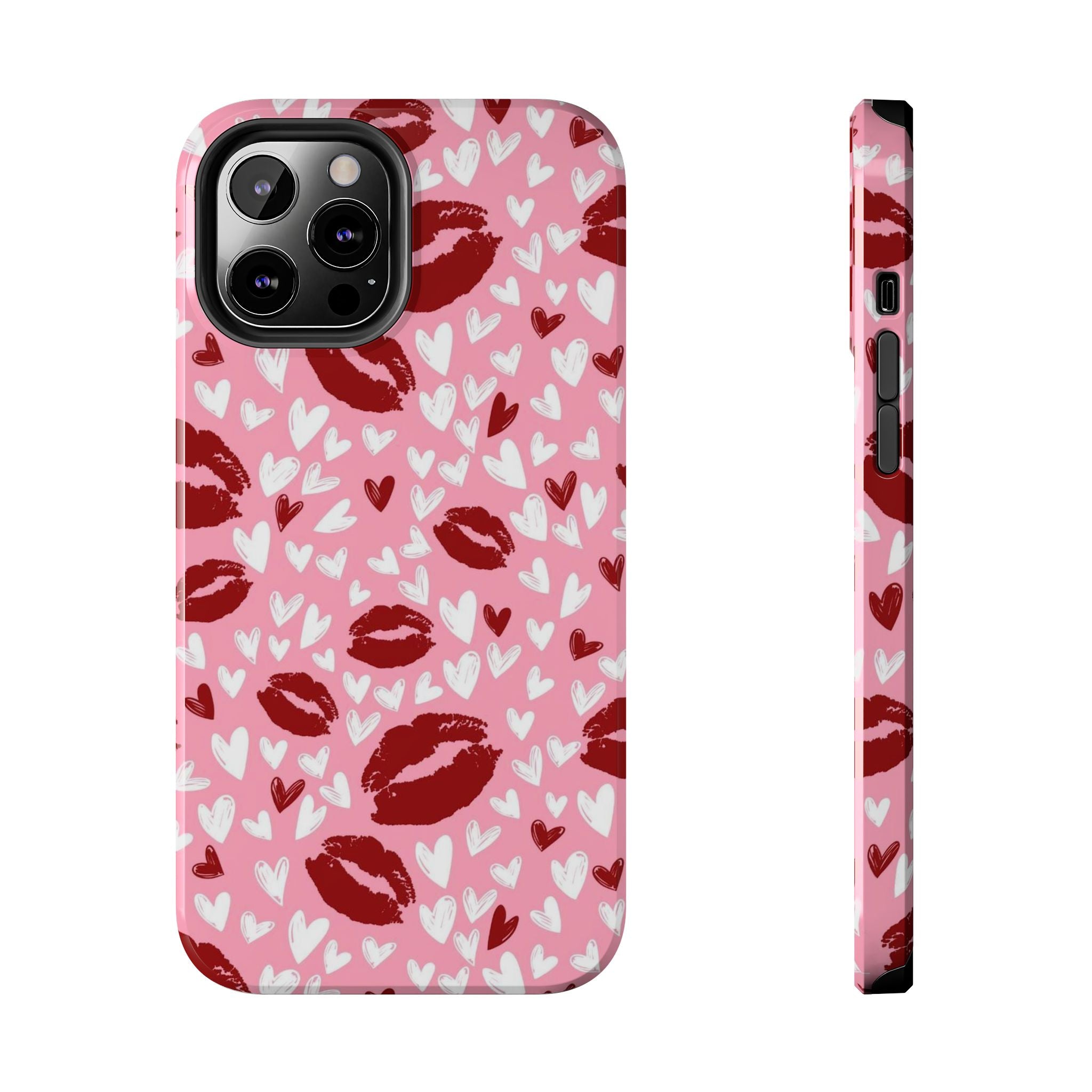 Pink Kiss Hearts Tough Phone Case — Cute Valentine Protective Phone Cover