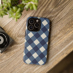 Blue Buffalo Plaid Tough Phone Case — Durable Protective iPhone Cover