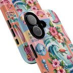 Coastal Collage Phone Case — Retro Beach Surf Floral Design