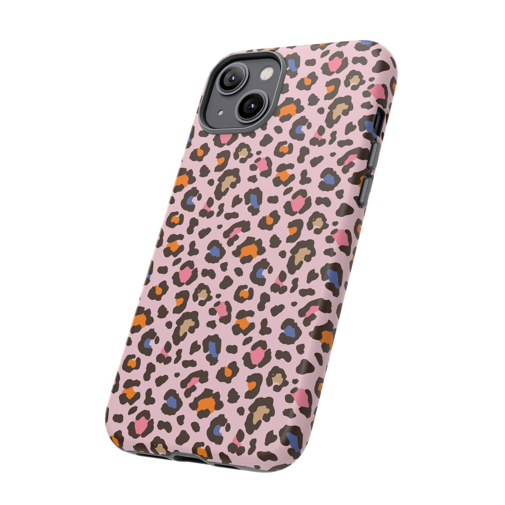 Pink Leopard Print Tough Phone Case — Durable Protective iPhone Cover