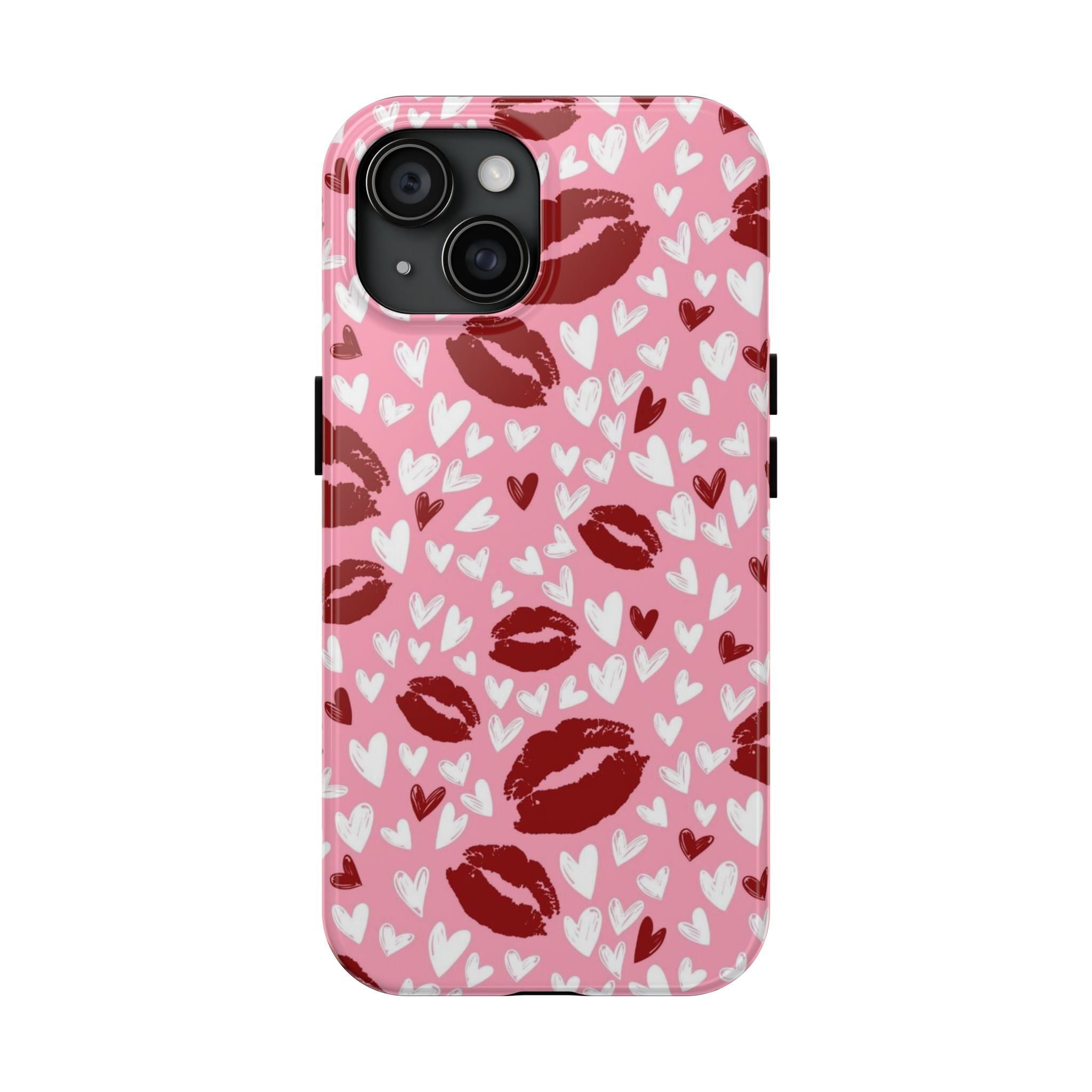 Pink Kiss Hearts Tough Phone Case — Cute Valentine Protective Phone Cover