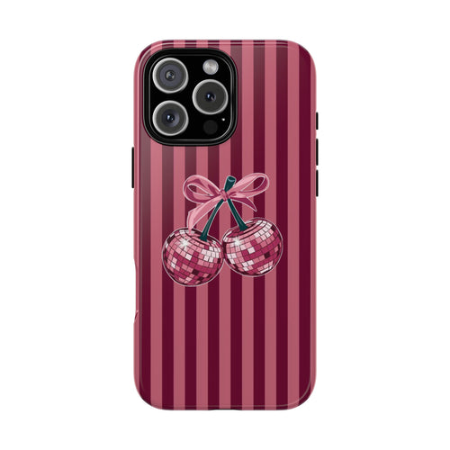 Cherry Disco Phone Case — Pink Striped Tough Case