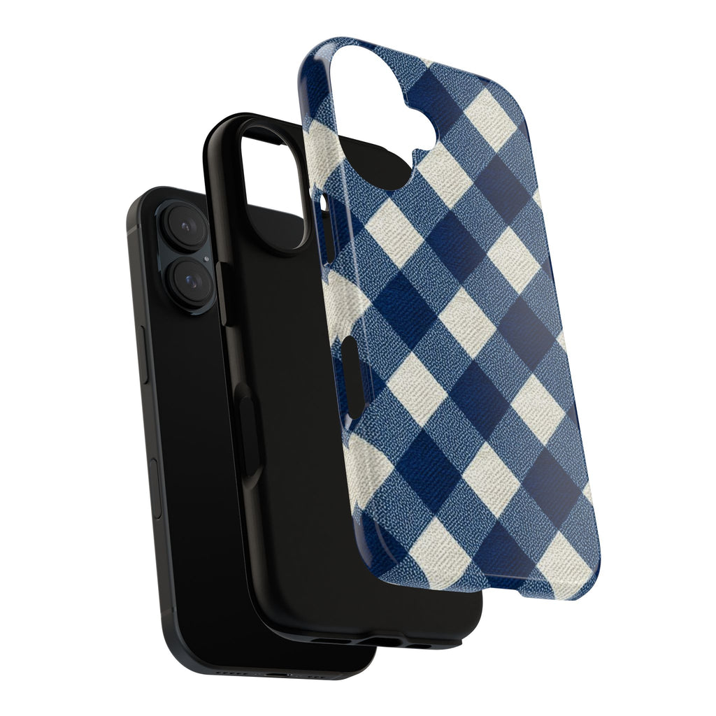 Blue Buffalo Plaid Tough Phone Case — Durable Protective iPhone Cover
