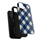 Blue Buffalo Plaid Tough Phone Case — Durable Protective iPhone Cover