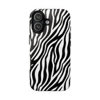 Zebra Print Tough Phone Case — Black & White Animal Stripe Protective Cover