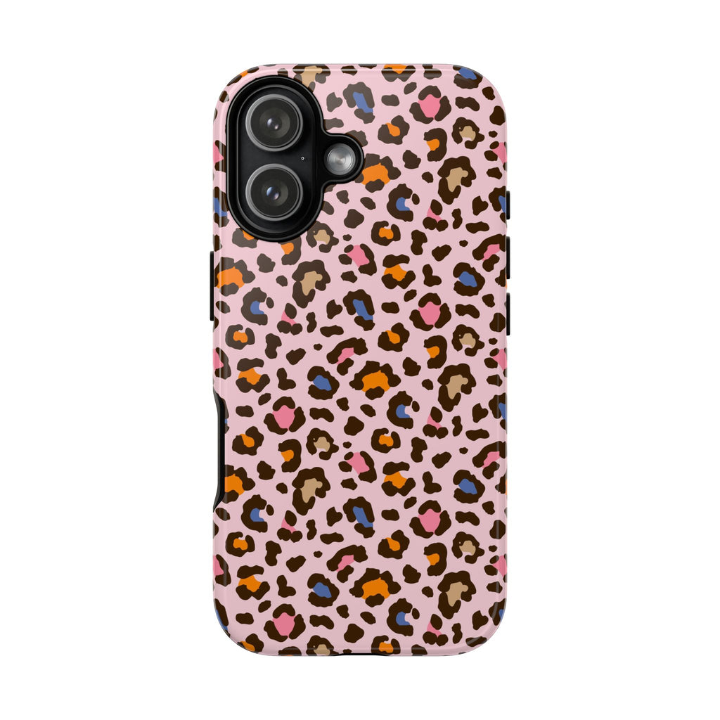 Pink Leopard Print Tough Phone Case — Durable Protective iPhone Cover