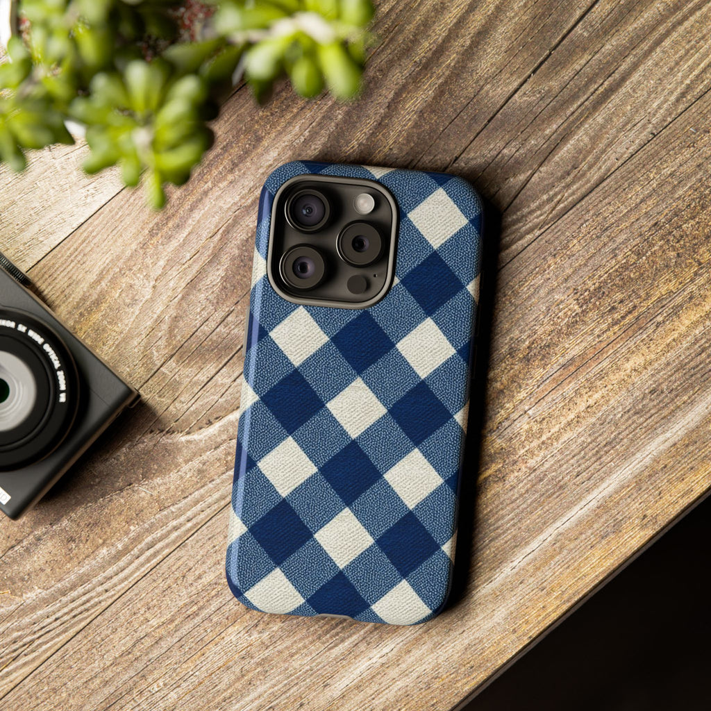 Blue Buffalo Plaid Tough Phone Case — Durable Protective iPhone Cover