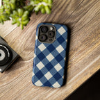 Blue Buffalo Plaid Tough Phone Case — Durable Protective iPhone Cover