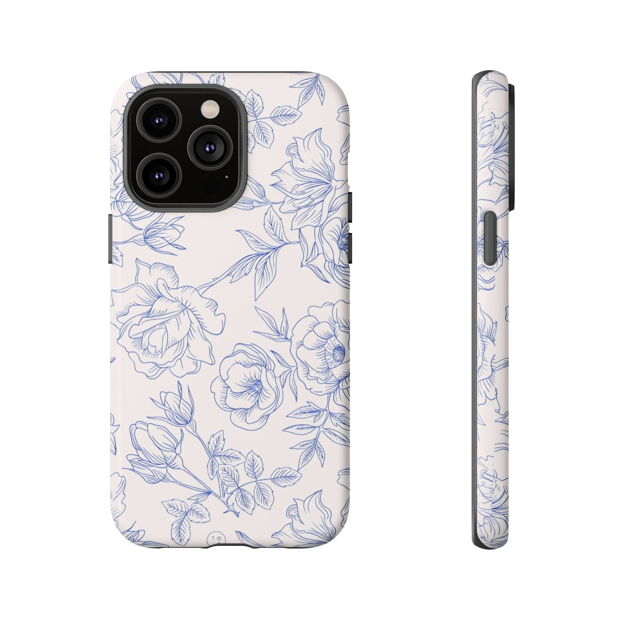Phone Case — Blue Floral Sketch Tough Protective Case