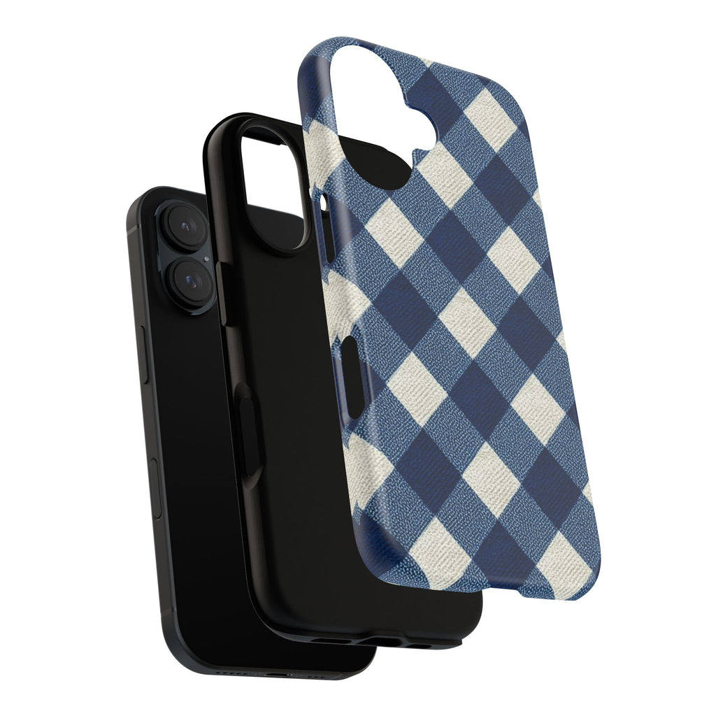 Blue Buffalo Plaid Tough Phone Case — Durable Protective iPhone Cover
