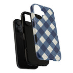 Blue Buffalo Plaid Tough Phone Case — Durable Protective iPhone Cover