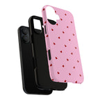 Pink Heart Pattern Tough Phone Case — Cute Red Hearts Protective Phone Cover (Valentine’s Day Gift)