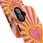 Retro Heart Phone Case — Vibrant Orange Sunburst Tough Case