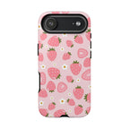 Strawberry Pattern Phone Case – Cute Pink Fruit Protective Tough Case