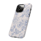 Phone Case — Blue Floral Sketch Tough Protective Case