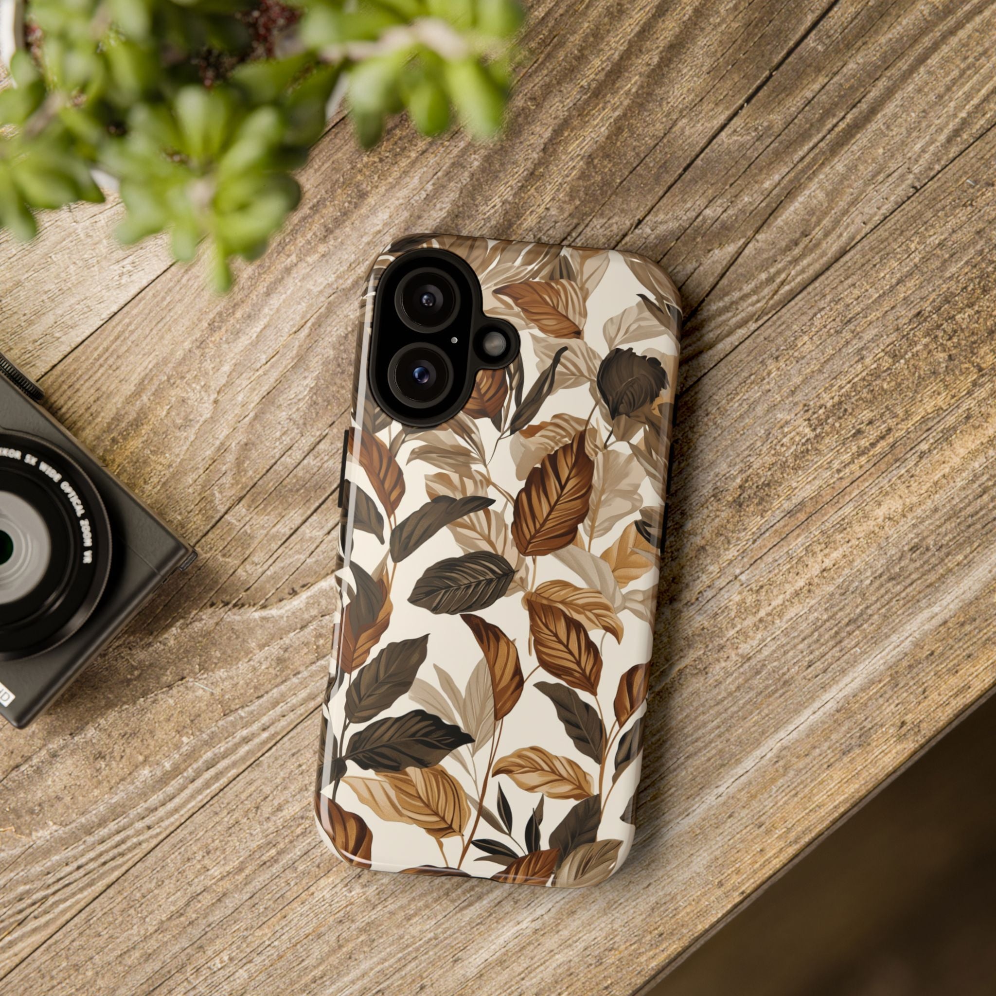 Autumn Leaves Phone Case — Brown Botanical Tough Case