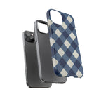 Blue Buffalo Plaid Tough Phone Case — Durable Protective iPhone Cover