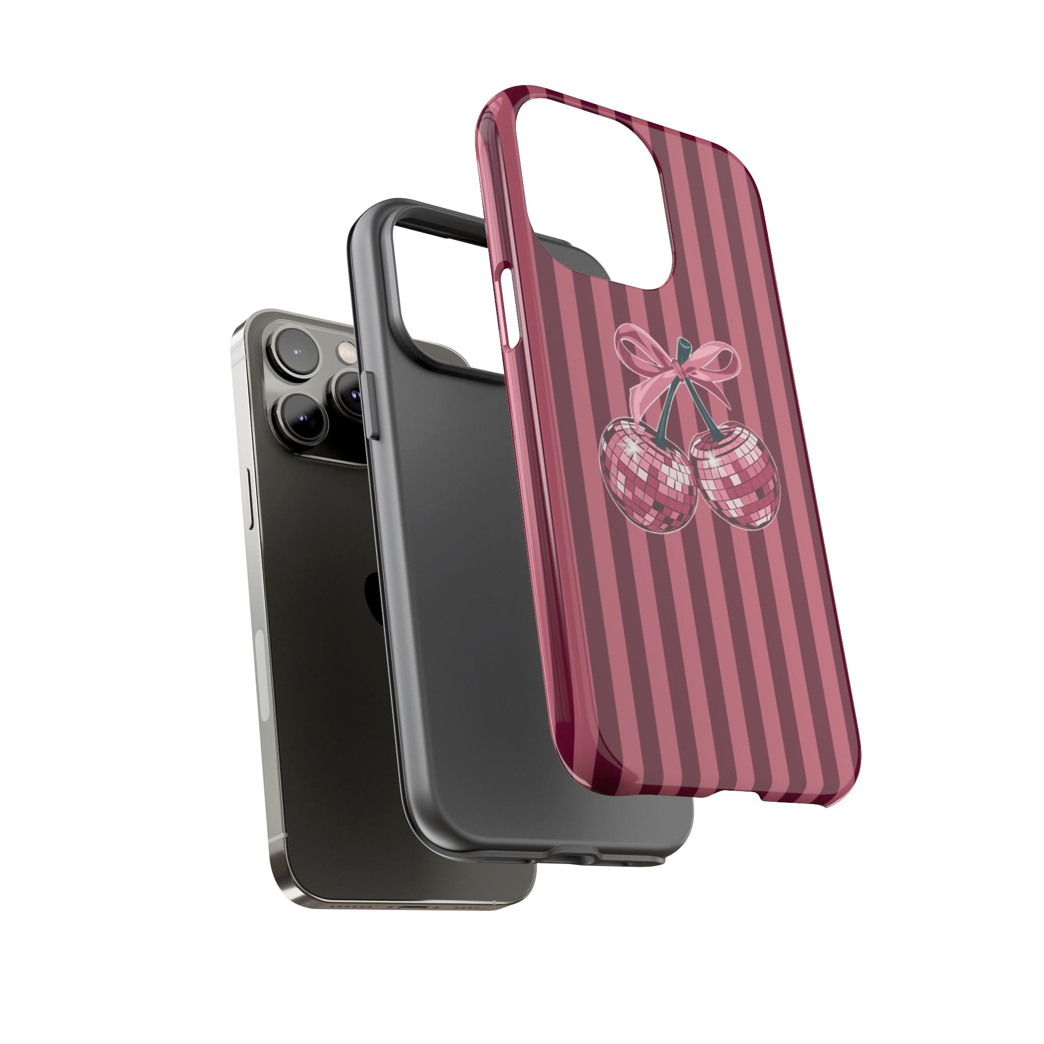 Cherry Disco Phone Case — Pink Striped Tough Case