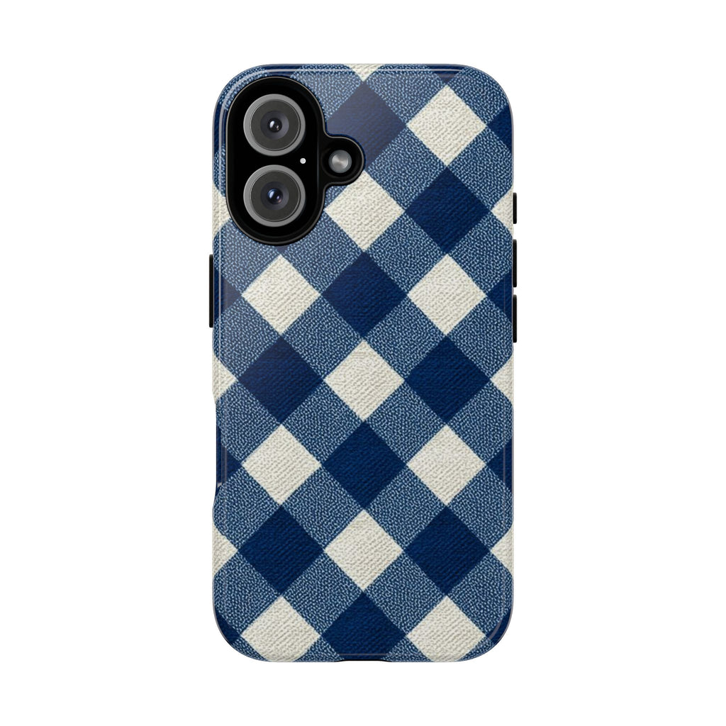 Blue Buffalo Plaid Tough Phone Case — Durable Protective iPhone Cover