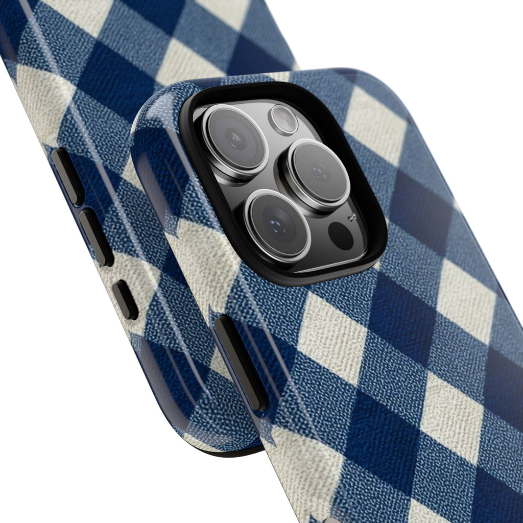 Blue Buffalo Plaid Tough Phone Case — Durable Protective iPhone Cover