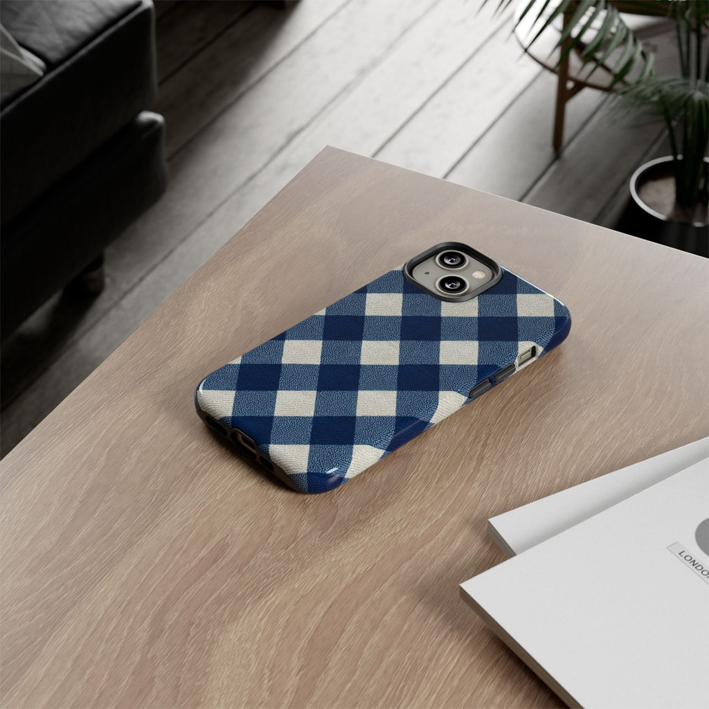 Blue Buffalo Plaid Tough Phone Case — Durable Protective iPhone Cover