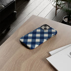 Blue Buffalo Plaid Tough Phone Case — Durable Protective iPhone Cover