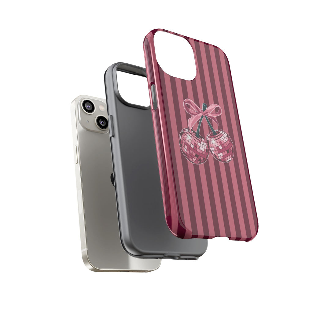 Cherry Disco Phone Case — Pink Striped Tough Case