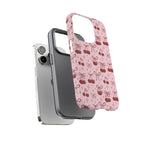 Cherry Pattern Phone Case — Cute Pink Cherries with Bows Durable Tough Case