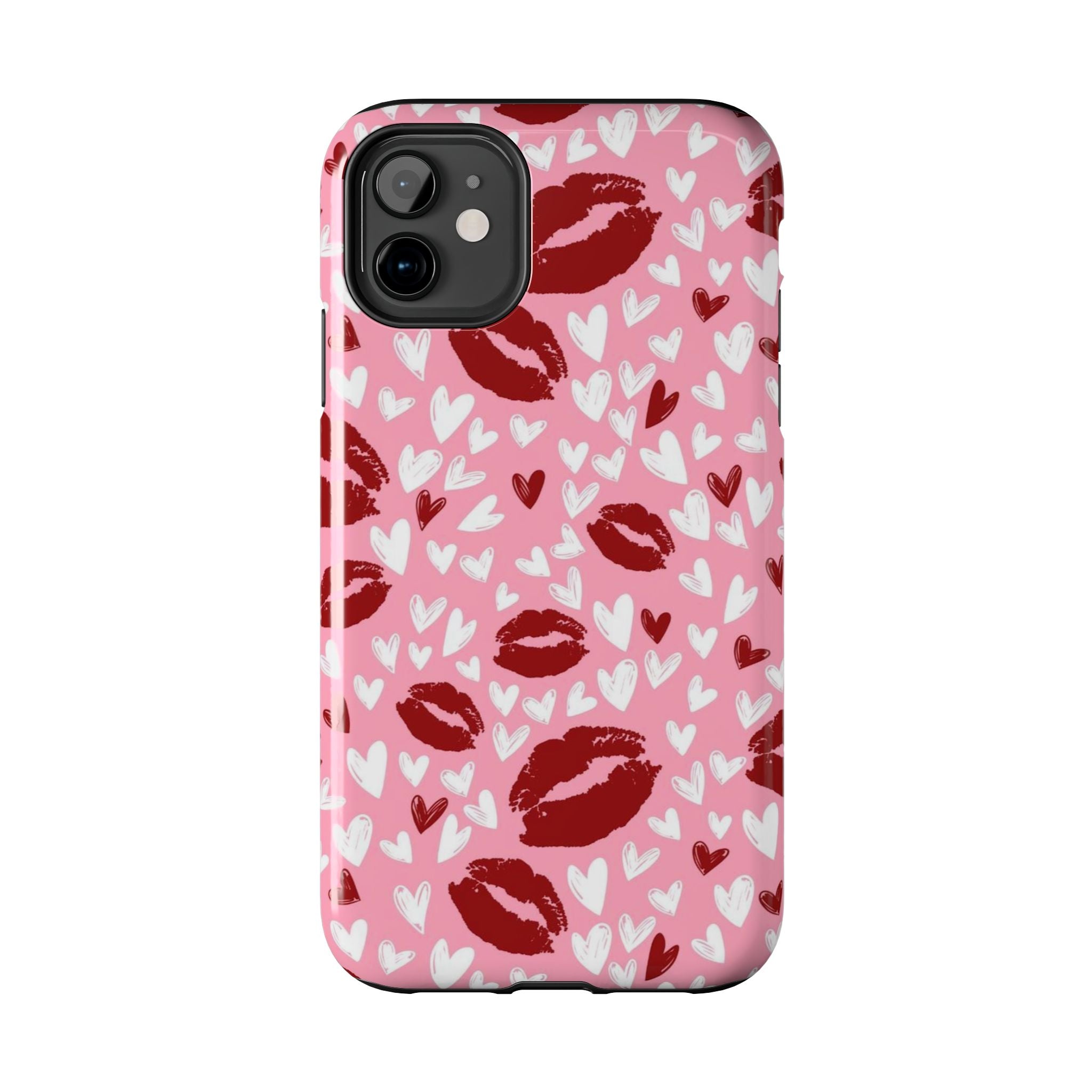 Pink Kiss Hearts Tough Phone Case — Cute Valentine Protective Phone Cover