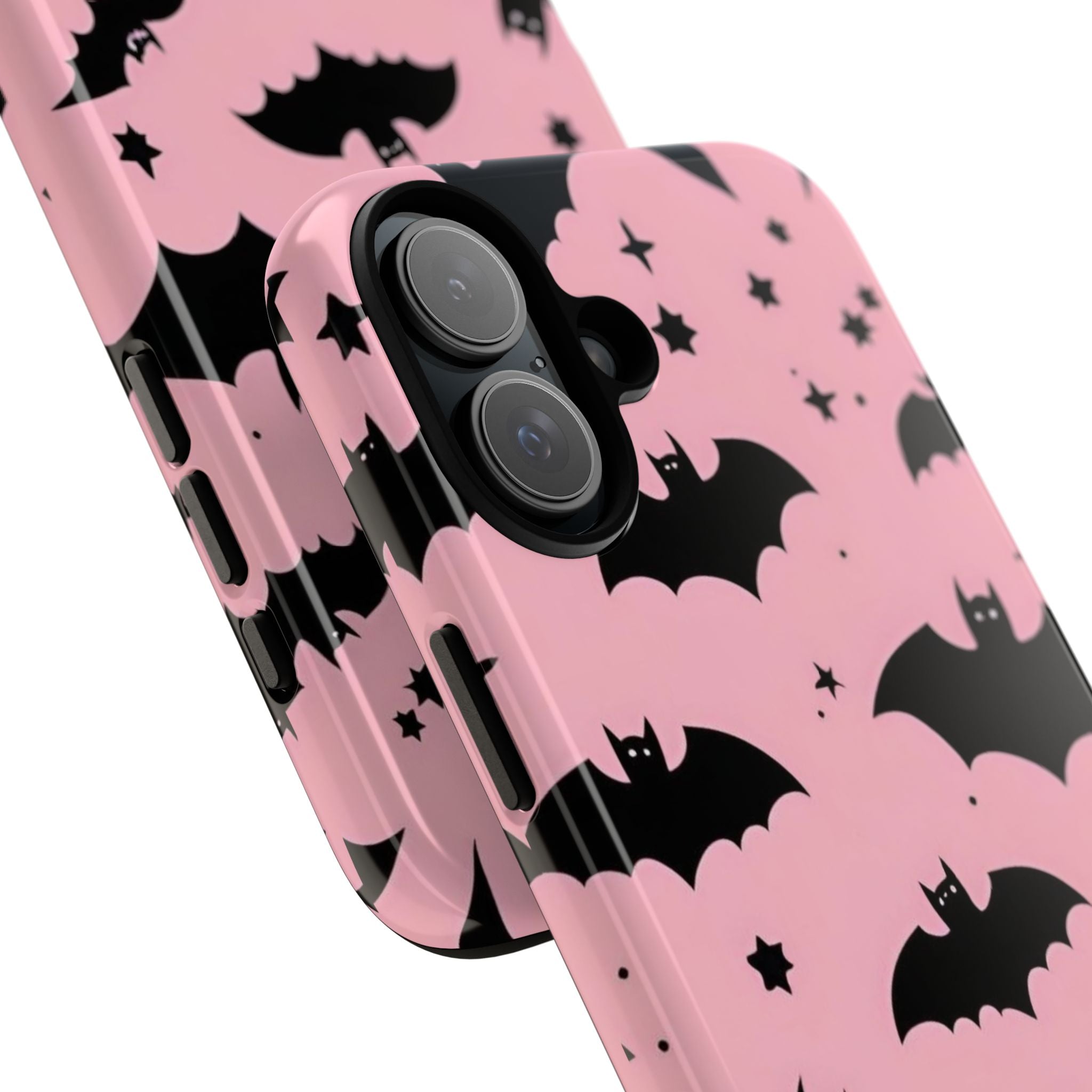 Pink Bat Pattern Tough Phone Case — Cute Halloween Bat Wings Design