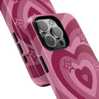 Pink Retro Heart Tough Phone Case – Star Accent Protective Cover
