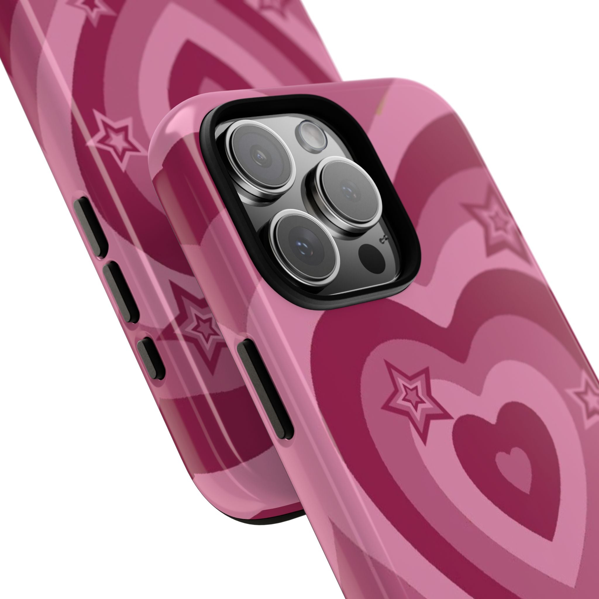 Pink Retro Heart Tough Phone Case – Star Accent Protective Cover