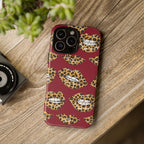 Phone Case — Leopard Lips Pattern on Burgundy