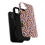 Pink Leopard Print Tough Phone Case — Durable Protective iPhone Cover