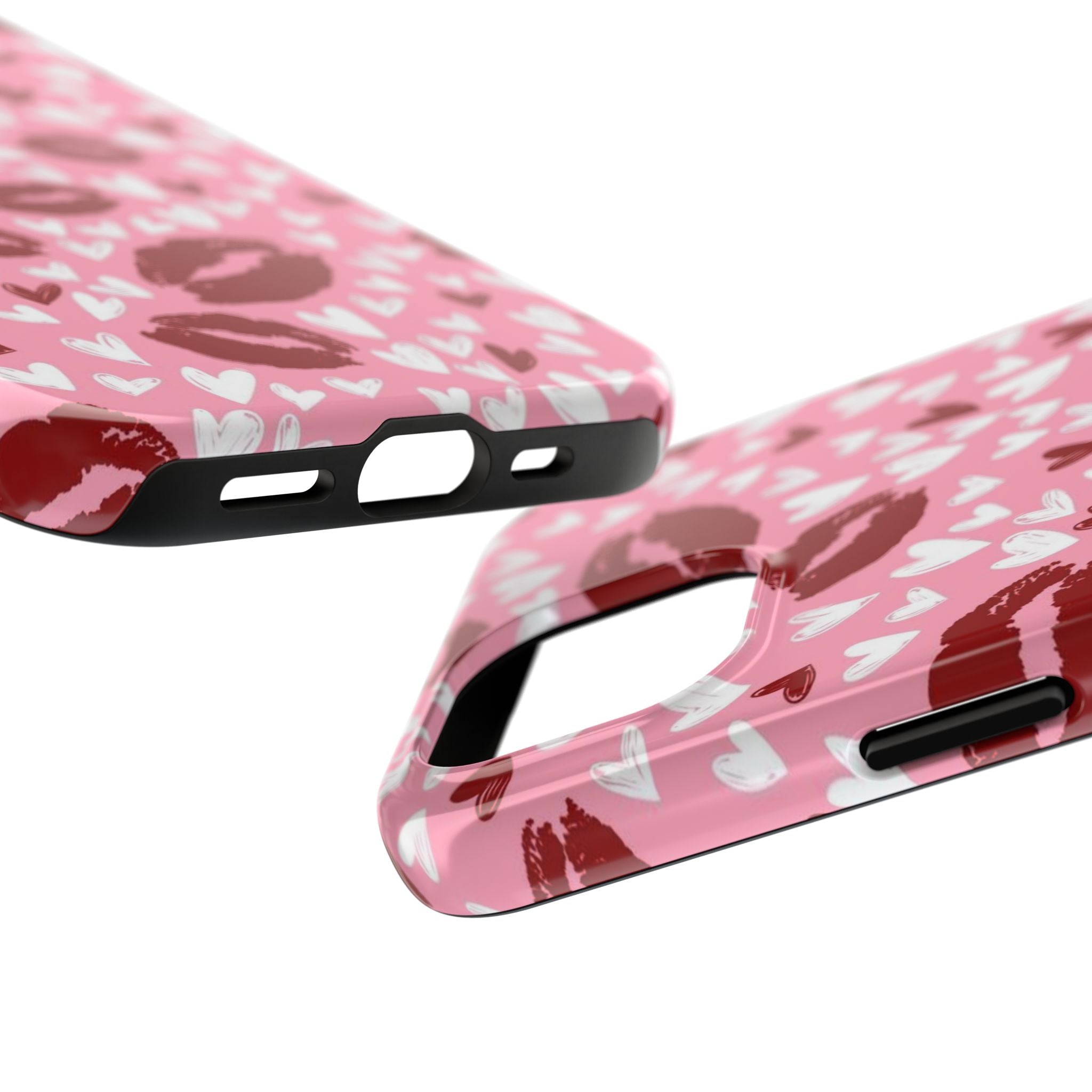 Pink Kiss Hearts Tough Phone Case — Cute Valentine Protective Phone Cover