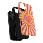 Retro Heart Phone Case — Vibrant Orange Sunburst Tough Case