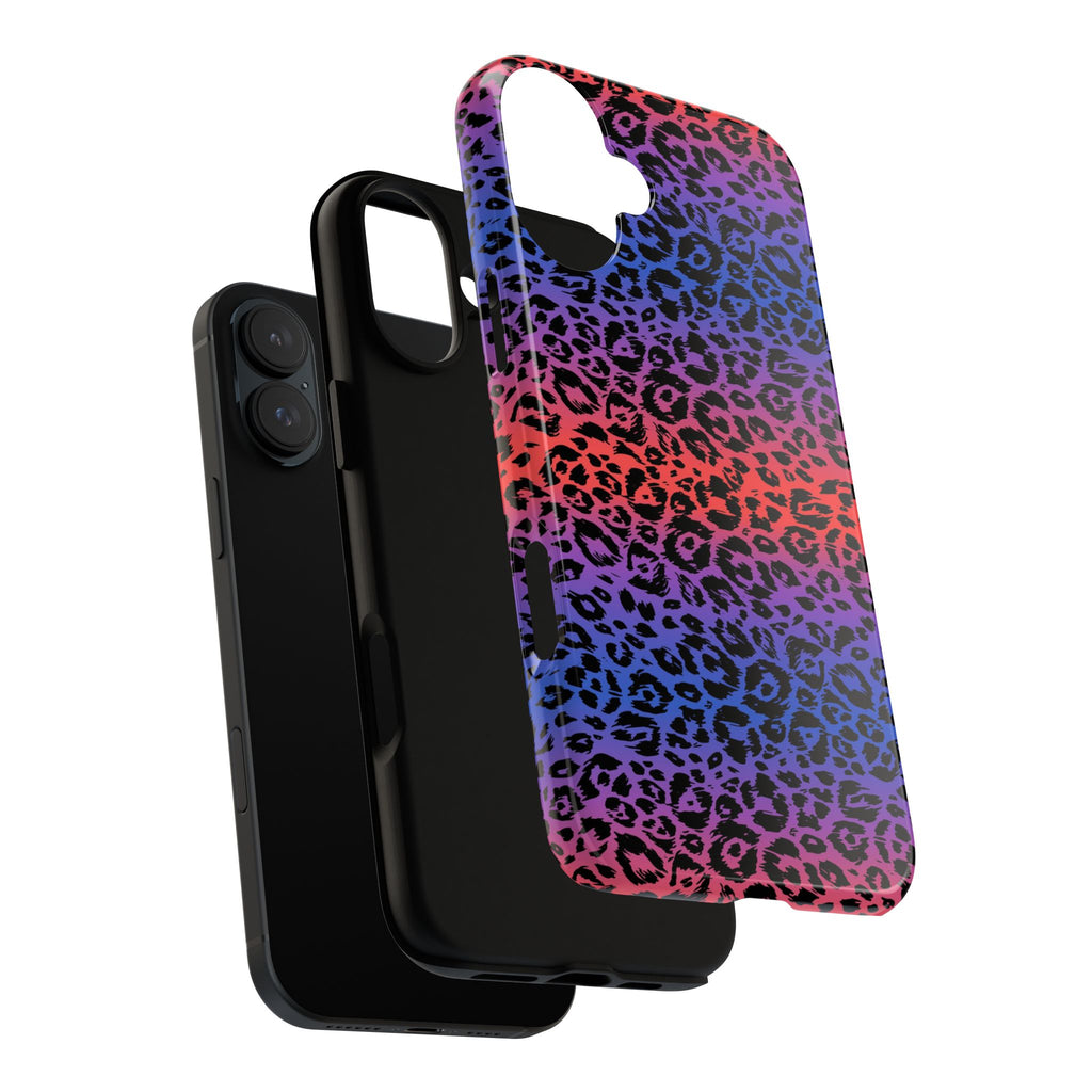 Gradient Leopard Tough Phone Case — Rainbow Animal Print iPhone Cover