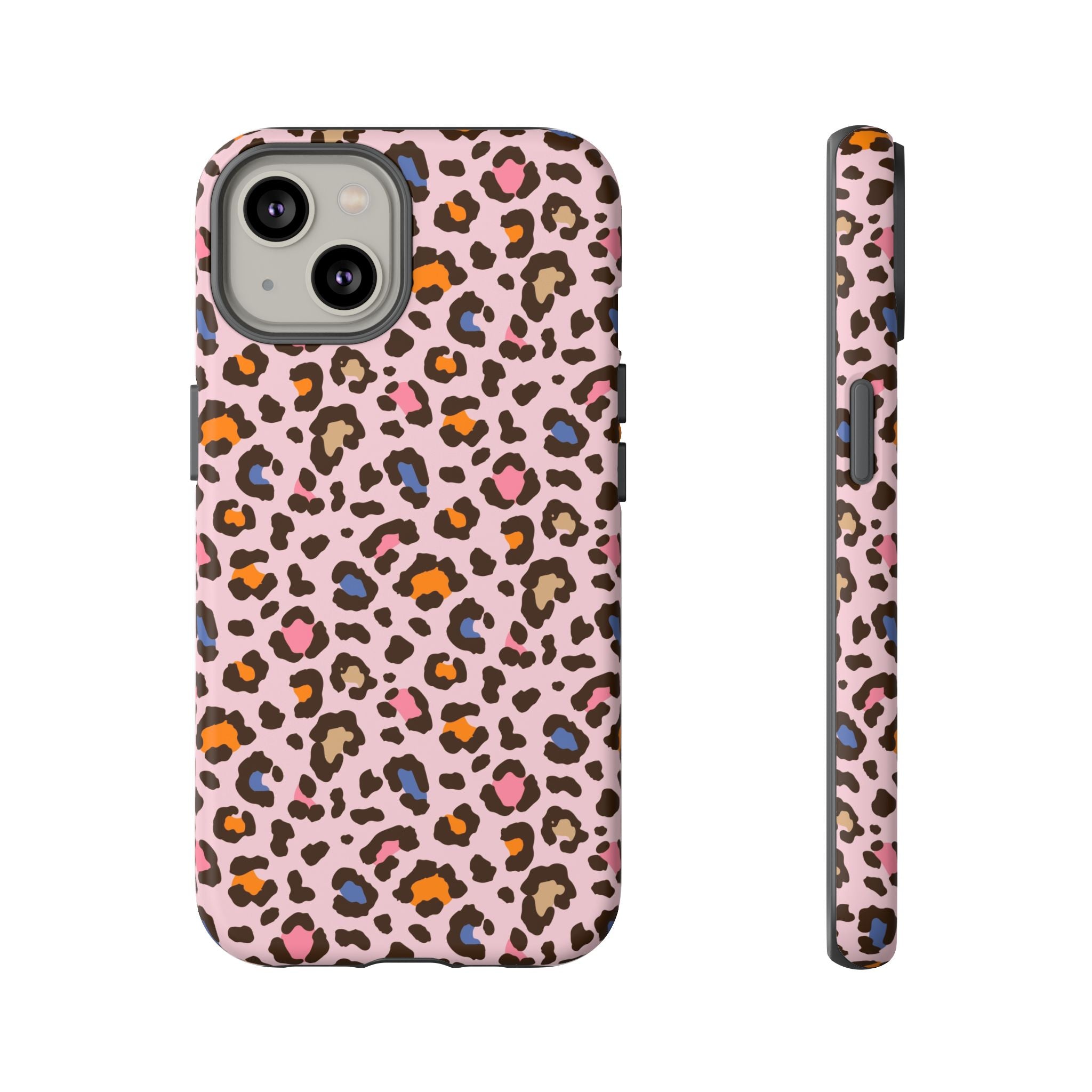 Pink Leopard Print Tough Phone Case — Durable Protective iPhone Cover